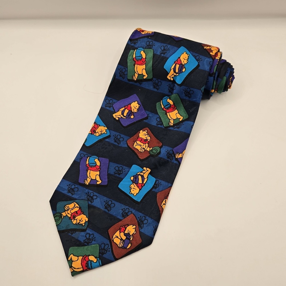 POOH DISNEY MENS TIE BLUE‎ & NAVY STRIPED